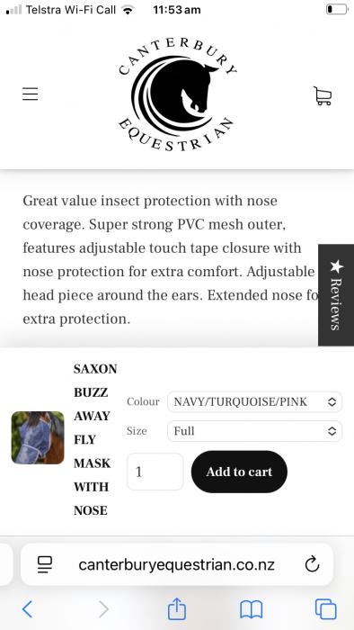Pink and turquoise fly mask